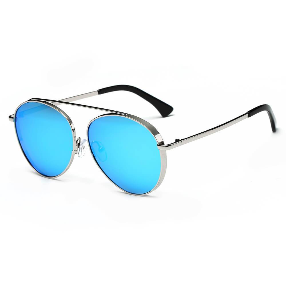 BETHEL Mirrored Lens Teardrop Aviator Sunglasses