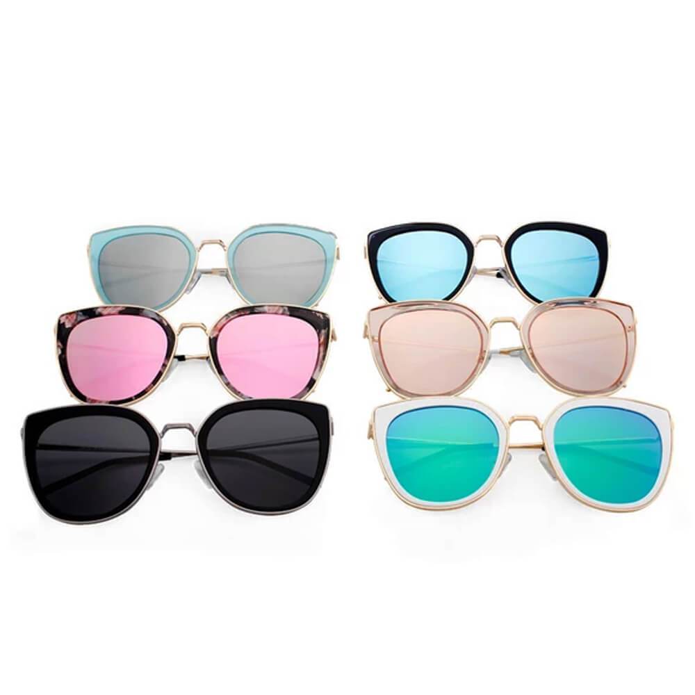 Polarized Cat Eye Rim Sunglasses all colors front folded view