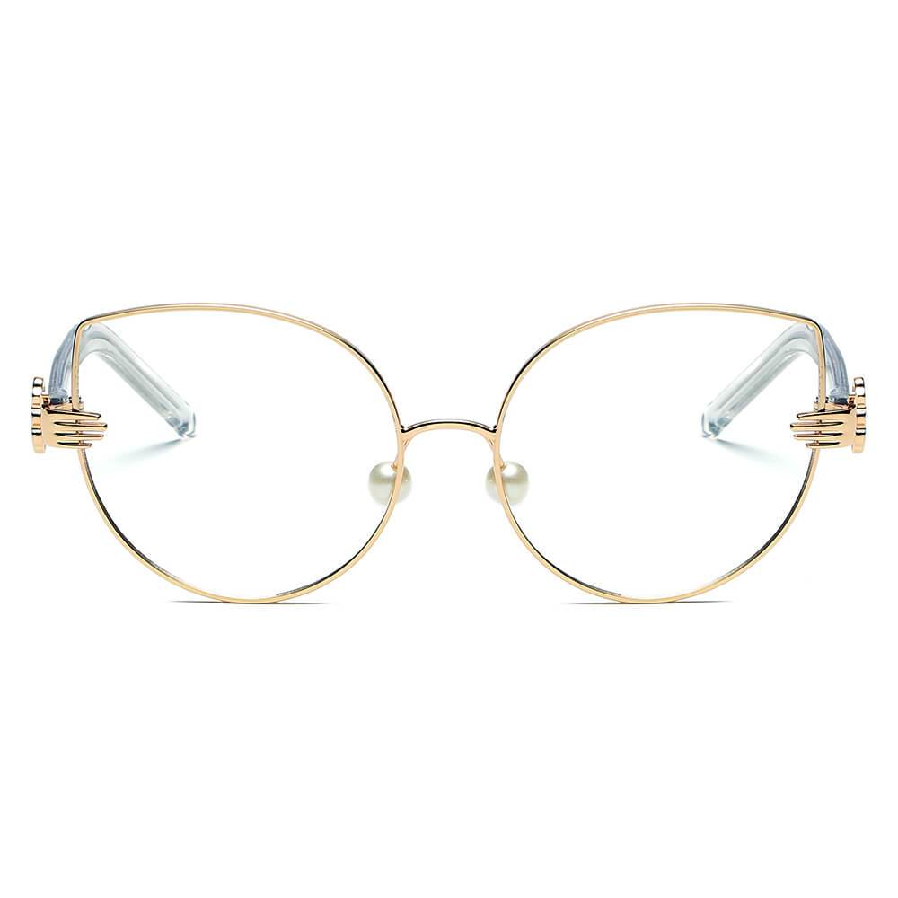 Cat Eye Metal Hands Sunglasses clear front view