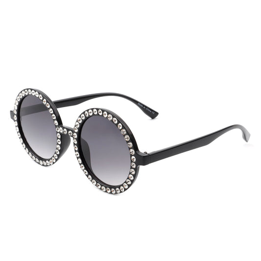 Dreamway Round Rhinestone Oversize Sunglasses