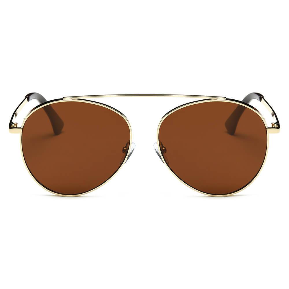 BETHEL Mirrored Lens Teardrop Aviator Sunglasses