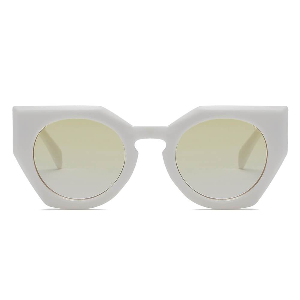 Geometric Round Cat Eye Sunglasses