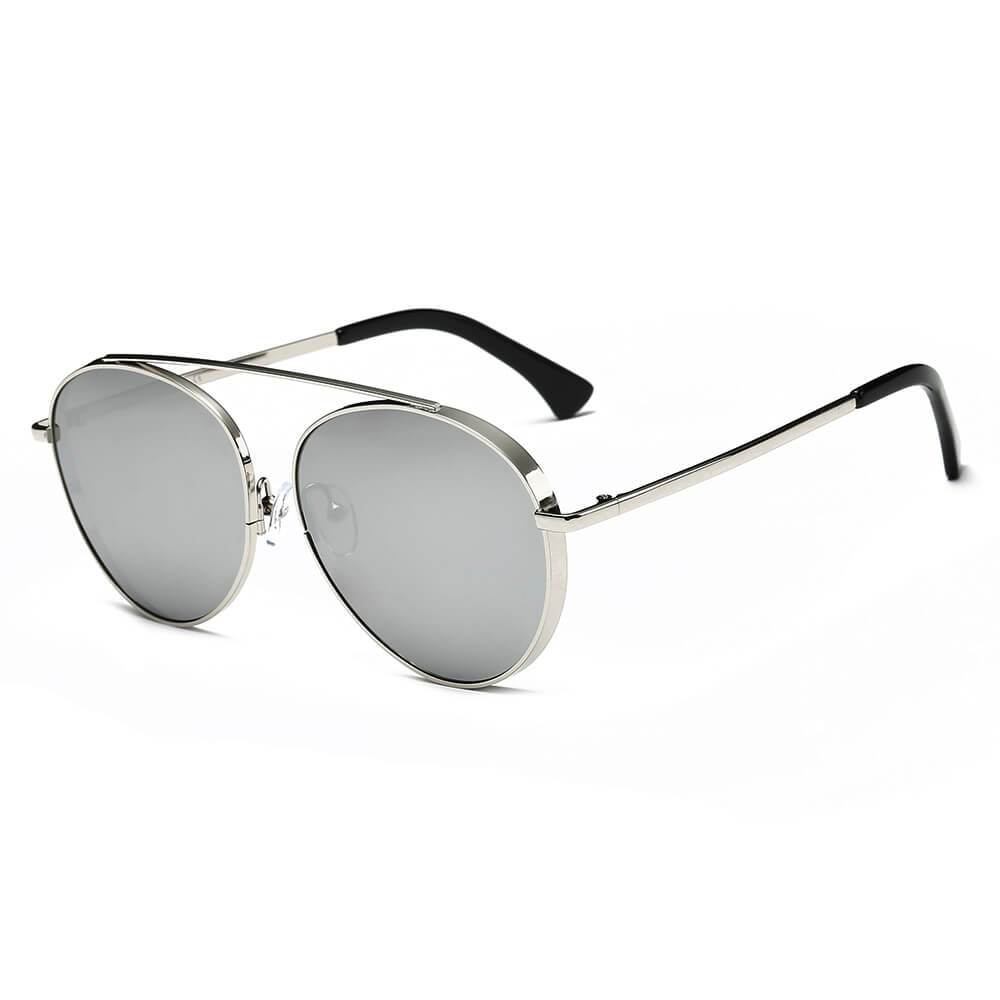 BETHEL Mirrored Lens Teardrop Aviator Sunglasses