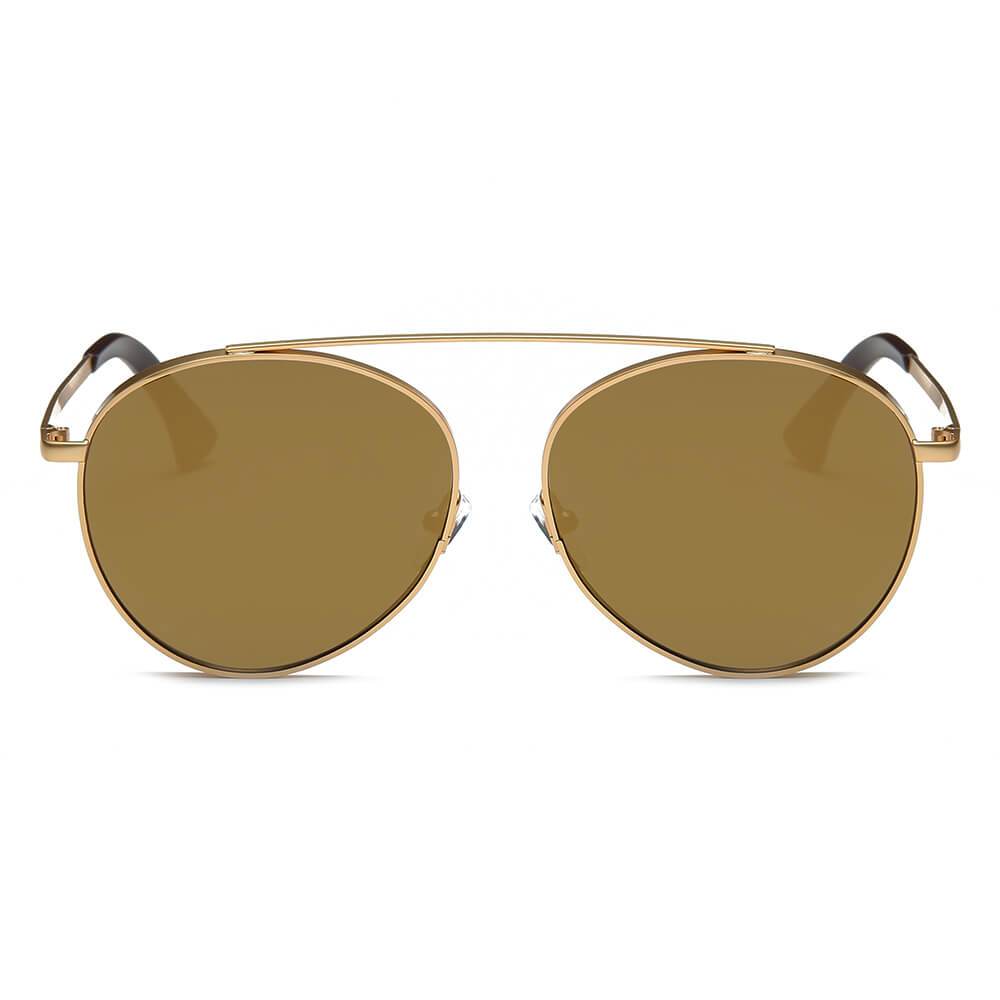 BETHEL Mirrored Lens Teardrop Aviator Sunglasses