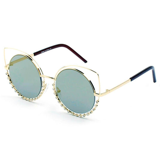 Pearl-Studded Cut-Out Cat Eye Sunglasses