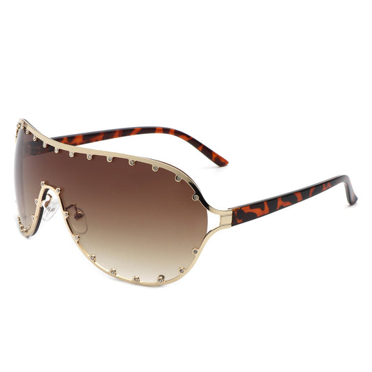 Evanesce Oversize Rhinestone Aviator Sunglasses