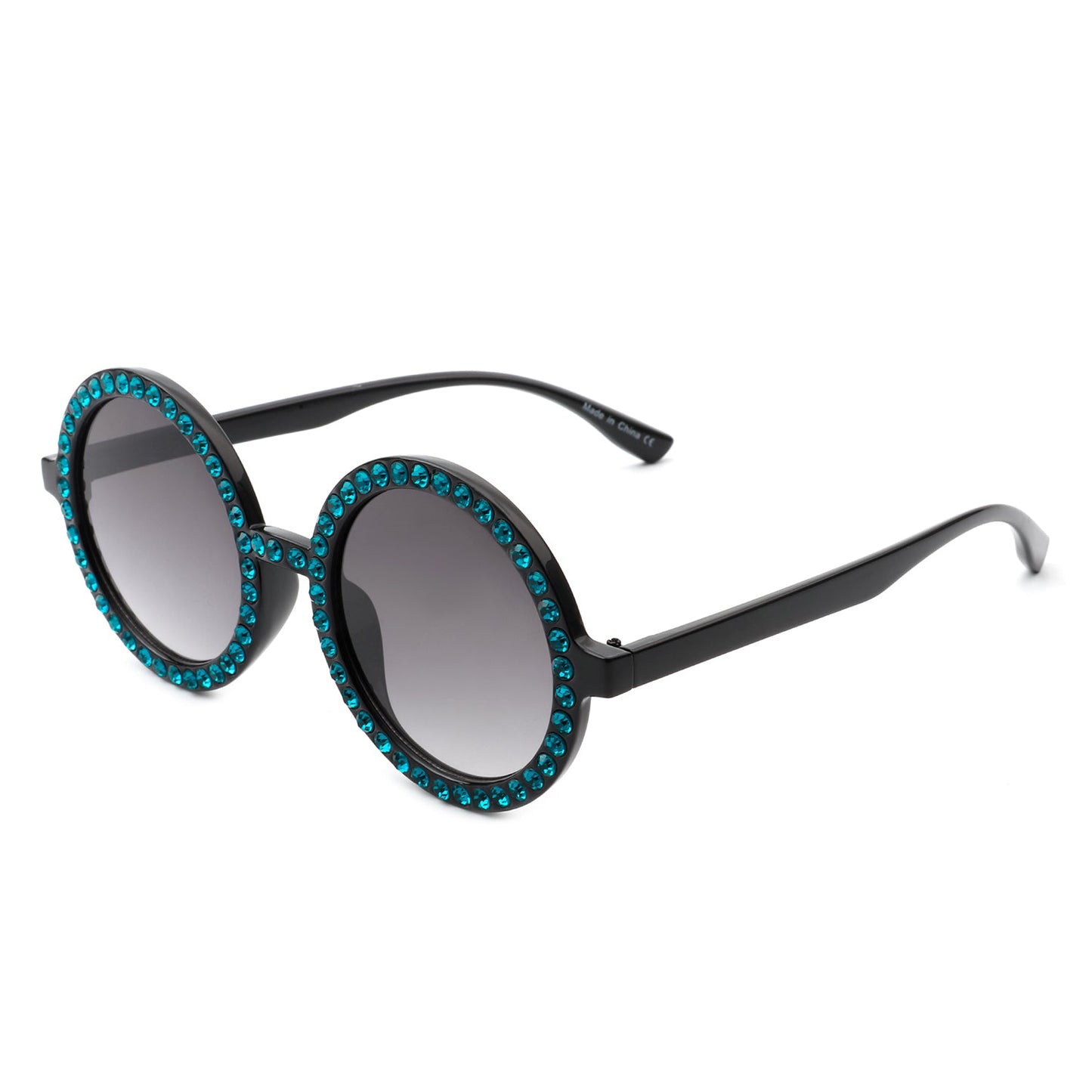 Dreamway Round Rhinestone Oversize Sunglasses