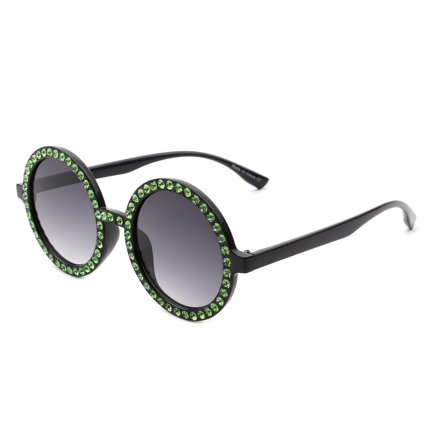 Dreamway Round Rhinestone Oversize Sunglasses