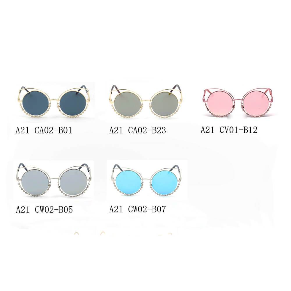 Pearl-Studded Cut-Out Cat Eye Sunglasses