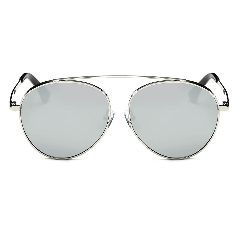 BETHEL Mirrored Lens Teardrop Aviator Sunglasses