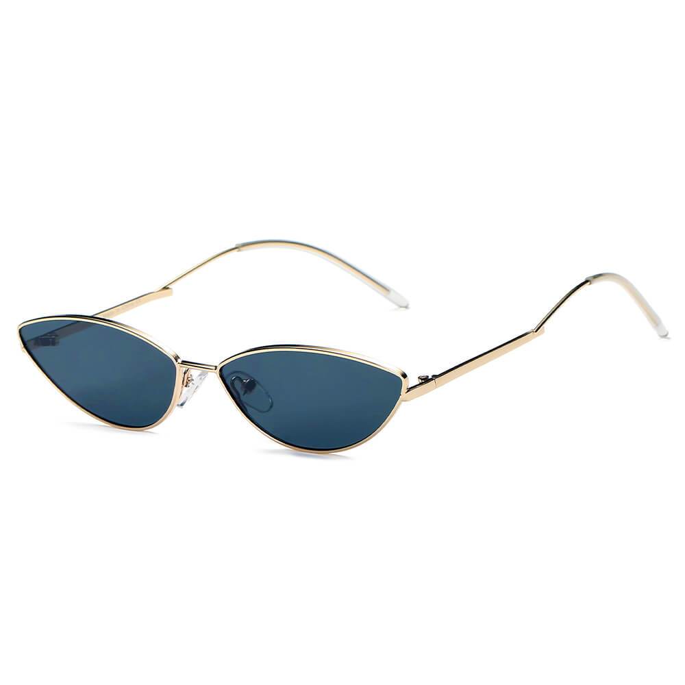 Retro Slim, Metal Sunglasses with gold frame and black lens.