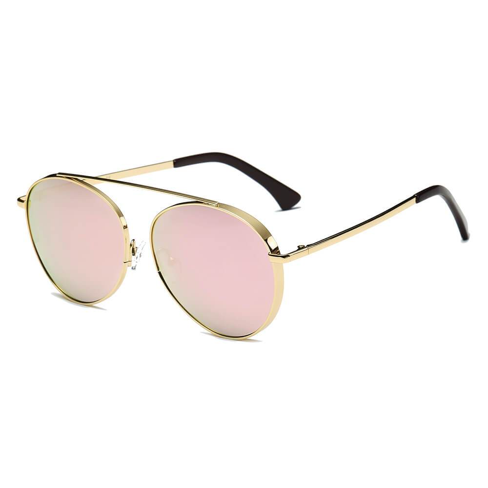 BETHEL Mirrored Lens Teardrop Aviator Sunglasses