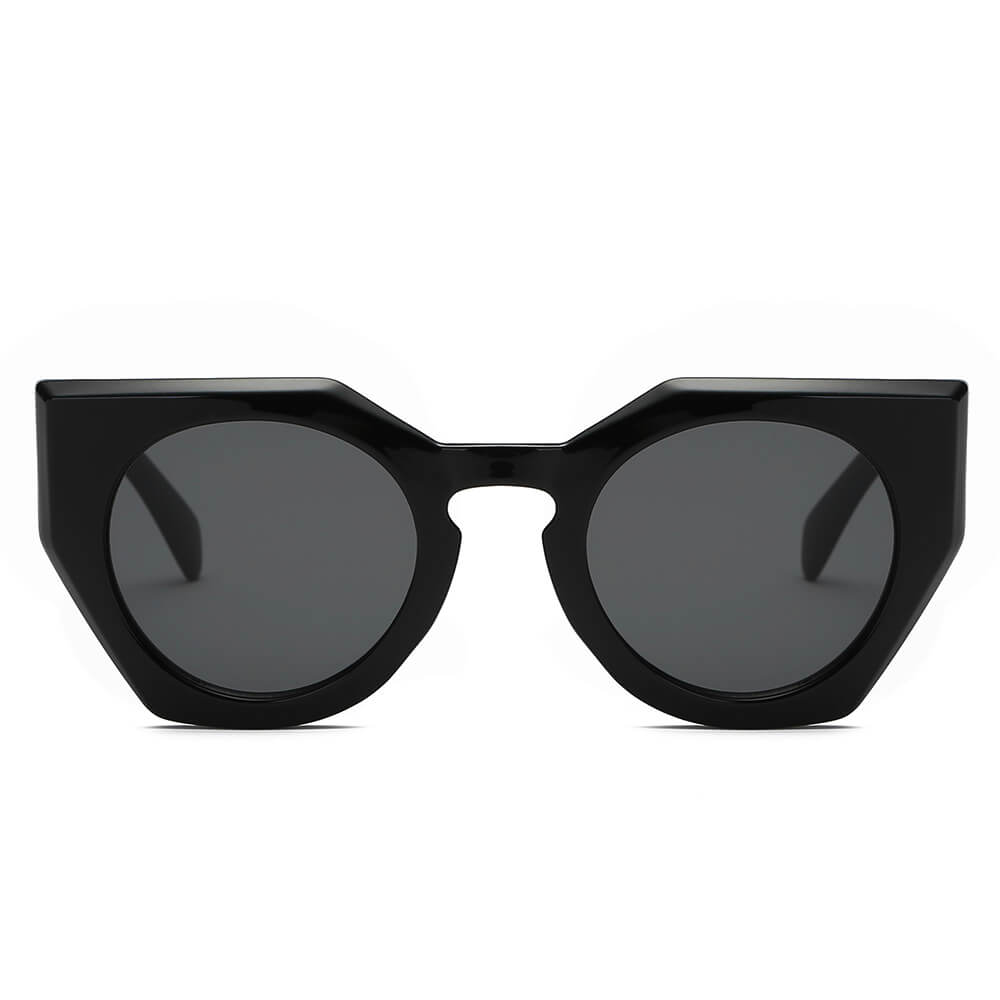 Geometric Round Cat Eye Sunglasses