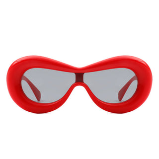 Argo Oversized Y2K Inflated Frame Sunglasses with red frames (front view).