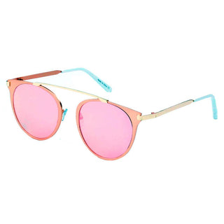 Modern Horn Rimmed Metal Frame Sunglasses gold and pink side view