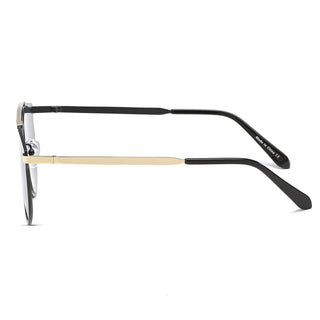 Modern Horn Rimmed Metal Frame Sunglasses gold frame, black lens side view