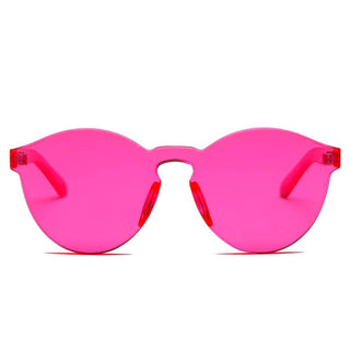 Hipster Translucent Monochromatic Pink Candy Colorful Sunglasses Front View