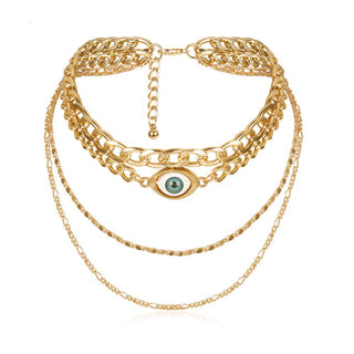 crew necklace - gold with eye front view