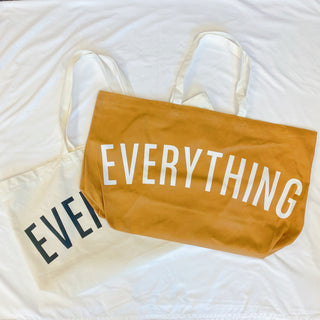 Everything Canvas Tote natural and camel front view