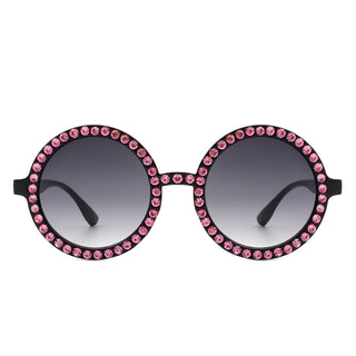 Dreamway Round Rhinestone Oversize Sunglasses