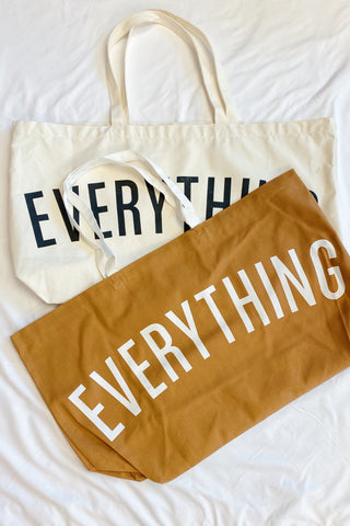 Everything Canvas Tote - natural and camel front view