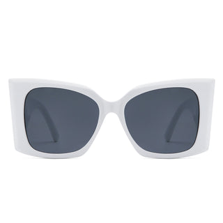 Skydusts Oversize Chunky Sunglasses with white frames (front view)