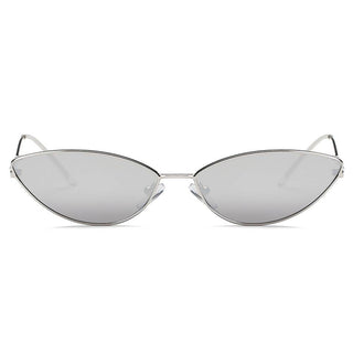Retro Slim, Metal Sunglasses with silver frame and silver lens (front view).