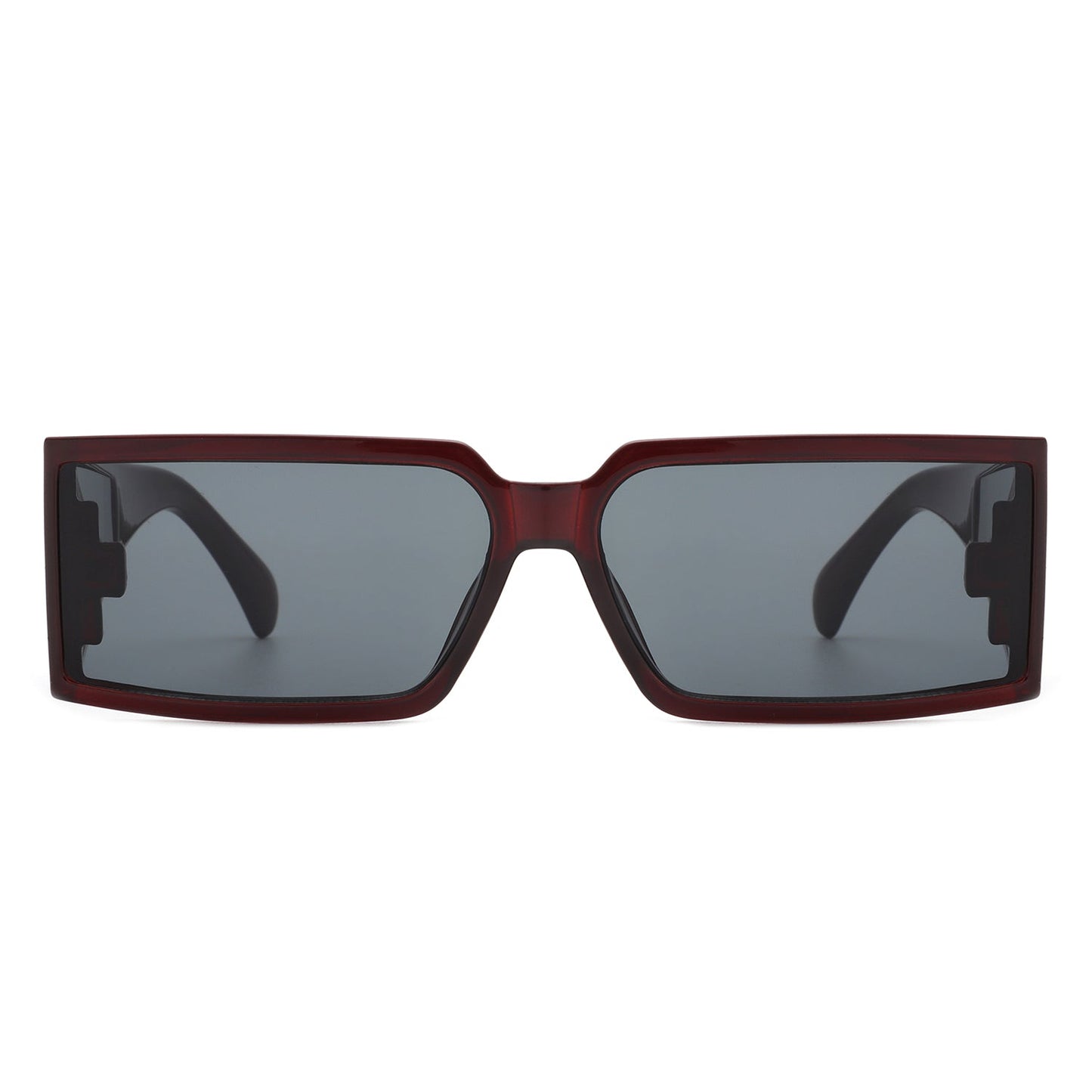 Retro Wraparound Sunglasses with dark brown colored frames (front view).