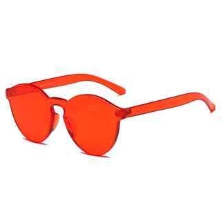 Hipster Translucent Monochromatic Red Candy Colorful Sunglasses Side View