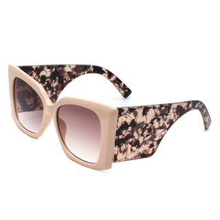 Skydusts Oversize Chunky Sunglasses with nude front frames and nude tortoise side (side view)