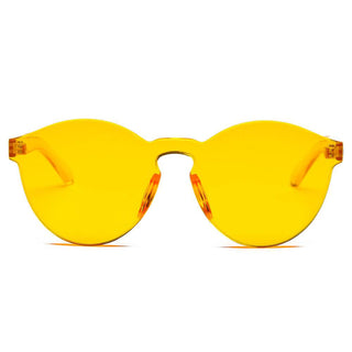 Hipster Translucent Monochromatic Yellow Candy Colorful Sunglasses Front View