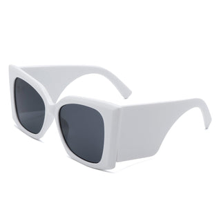 Skydusts Oversize Chunky Sunglasses with white frames (side view).