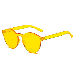 Hipster Translucent Monochromatic Yellow Candy Colorful Sunglasses Side View
