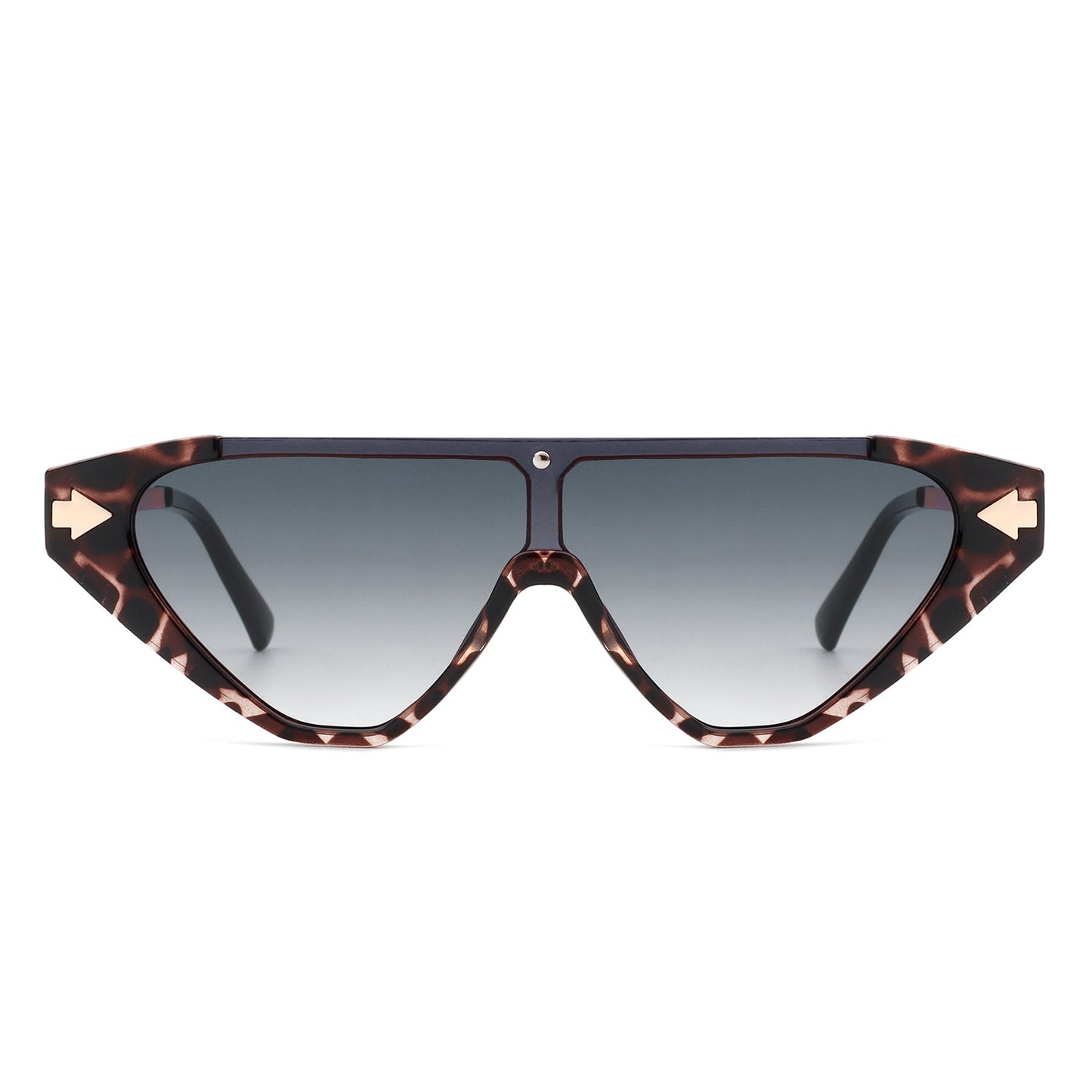 Zedillia Triangle Retro Sunglasses with brown and gold frames and coffee lens (front view).