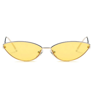 Retro Slim, Metal Sunglasses with gold frame and yellow lens (front view).