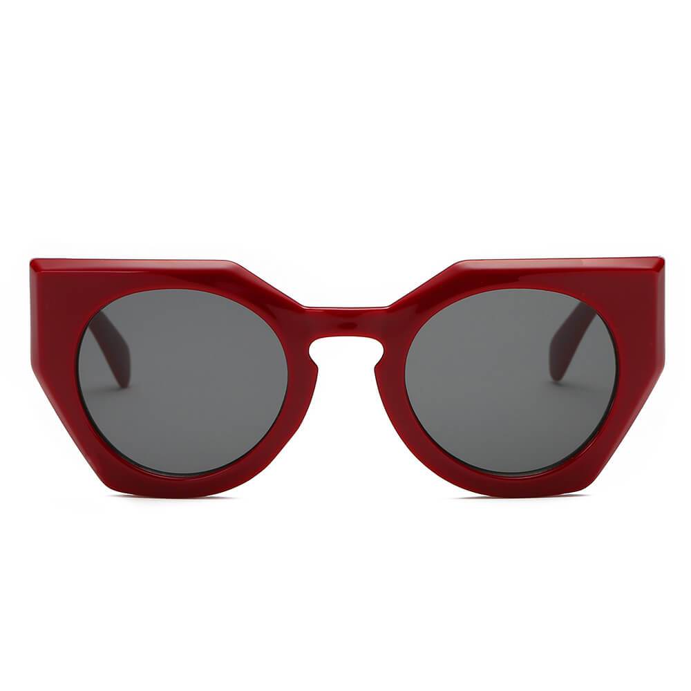 Geometric Round Cat Eye Sunglasses