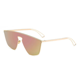 Geometric Flat Lens Sunglasses gold frame peach lens side view