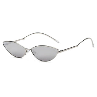 Retro Slim, Metal Sunglasses with silver frame and silver lens (side view).