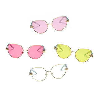 Cat Eye Metal Hands Sunglasses all colors front view