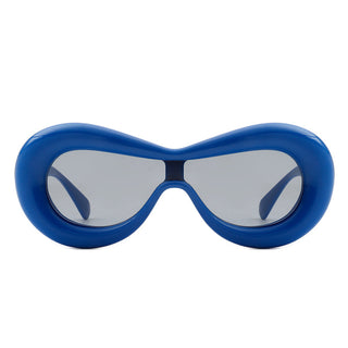 Argo Oversized Y2K Inflated Frame Sunglasses with blue frames (front view).