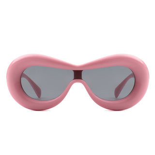 Argo Oversized Y2K Inflated Frame Sunglasses with pink frames (front view).
