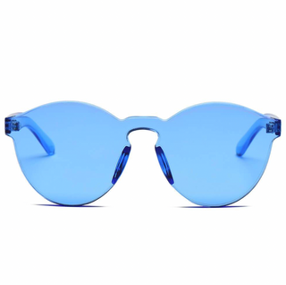 Hipster Translucent Monochromatic Blue  Candy Colorful Sunglasses Front View