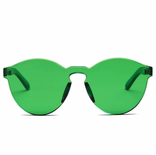 Hipster Translucent Monochromatic Green Candy Colorful Sunglasses Front View