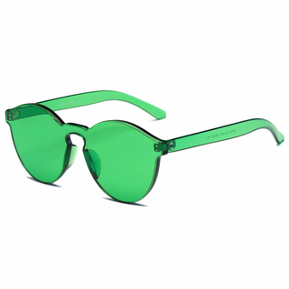 Hipster Translucent Monochromatic Green Candy Colorful Sunglasses Side View