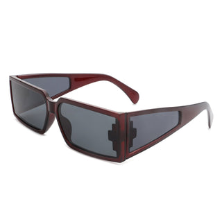 Retro Wraparound Sunglasses with dark brown colored frames (side view).