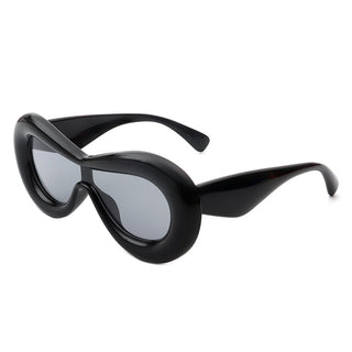 Argo Oversized Y2K Inflated Frame Sunglasses with black frames (side view).