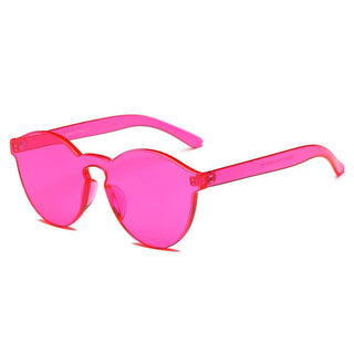 Hipster Translucent Monochromatic Pink  Candy Colorful Sunglasses Side View