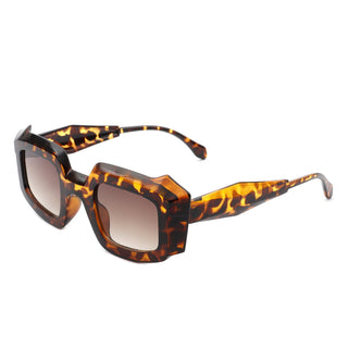 Chunky Geometric Sunglasses with plastic tortoise frames (side view)