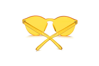 Hipster Translucent Monochromatic Yellow Candy Colorful Sunglasses Back View