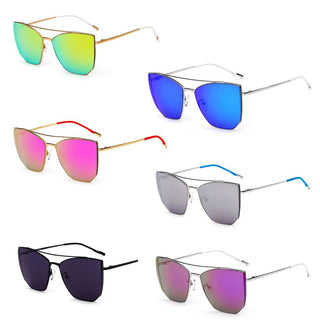 Polygon Cat Eye Mirrored Lens Sunglasses all colors side view